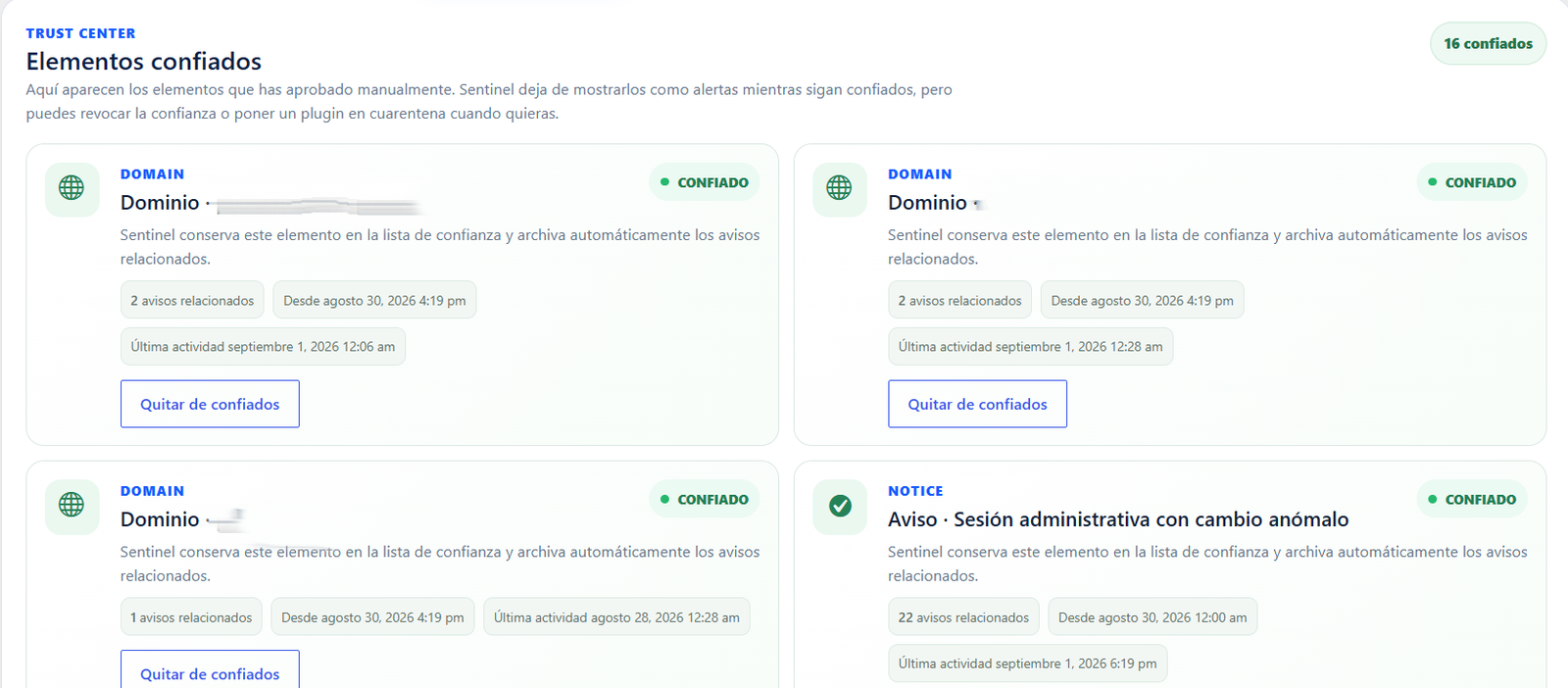 Elementos confiados de Sentinel AI