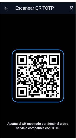 Escáner QR TOTP de Sentinel Authenticator
